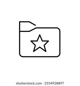 Folder with star symbol on it. Favorites archive. Personal or starred collection stored in a folder. Pixel perfect vector icon