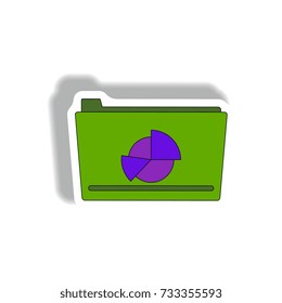 folder with statistical report Vector illustration in paper sticker style of Business pie chart on folder