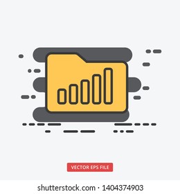 Folder stats increas modern business vector icon
