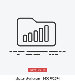 Folder with stats increase outlined modern business icon