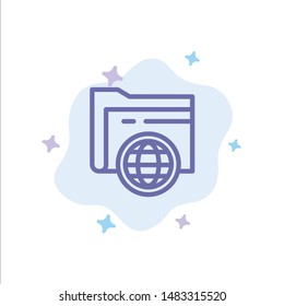 Folder, Storage, Fie, Globe Blue Icon on Abstract Cloud Background