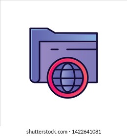 Folder, Storage, Fie, Globe  Flat Color Icon. Vector icon banner Template