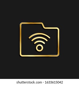 folder, storage, wireless gold icon. Vector illustration of golden