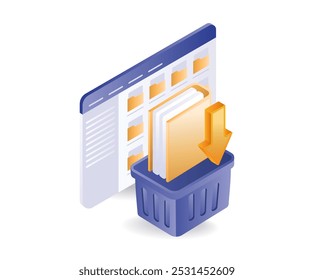 Folder storing computer data isometric illustration