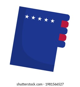 La carpeta de almacenamiento de documentos está aislada en fondo blanco. Color de la carpeta de la bandera estadounidense con estrellas. Ilustración vectorial en un estilo plano.