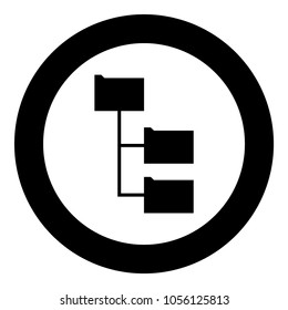 Folder structure black icon in circle