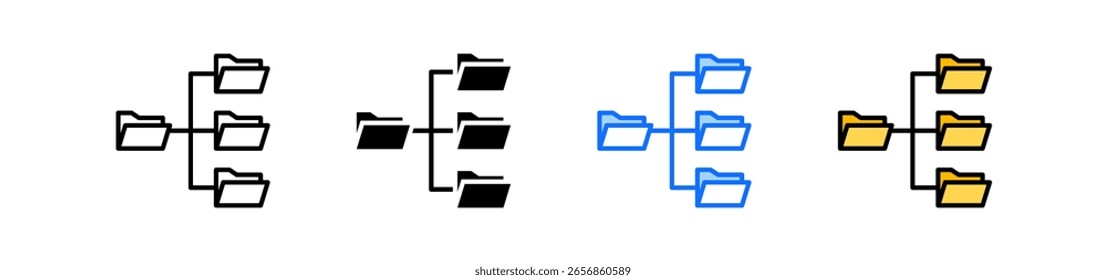 Folder Structure Icon Set Multiple Style Collection