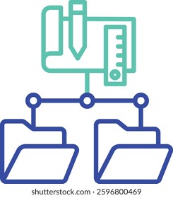 folder structure outline dual color vector illustration icon design