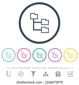 Folder Structure Outline Flat Color Icons In Round Outlines. 6 Bonus Icons Included.