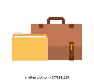 folder with suitcase in white background