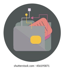 folder symbol with attached documents and abstract lines,Vector flat icons, web element infographics