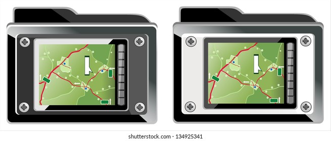folder  or symbol with  GPS Icons. Navigation
