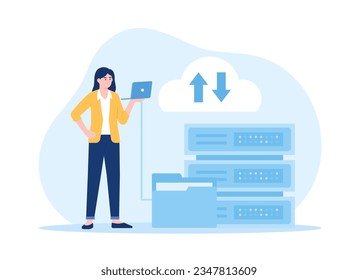 Folder sync in big data trending concept flat illustration