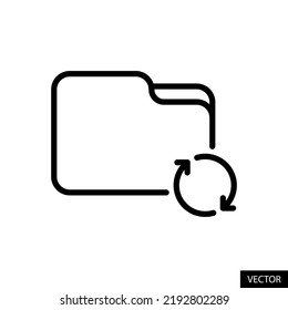 Folder sync, File syncing, Upload to online storage, Backup concept vector icon in line style design for website, app, UI, isolated on white background. Editable stroke. EPS 10 vector illustration.