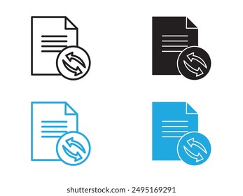 Folder sync icon black and white vector outline sign