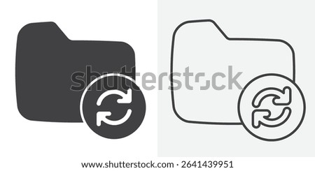 Folder sync icon Line graphics illustration