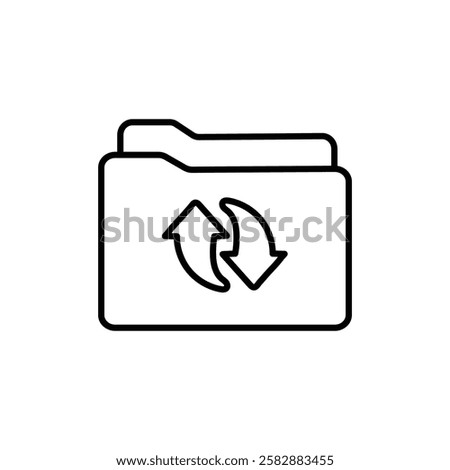 Folder sync icon Thin line art isolated