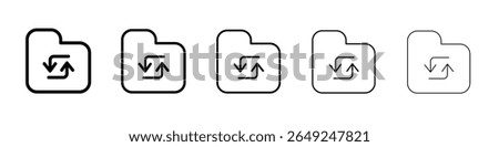 Folder sync icon thin line outline set or collection
