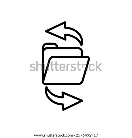 Folder sync icon vector outline logo sign