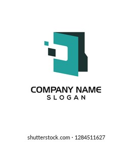 Folder with technology accent for data logo template