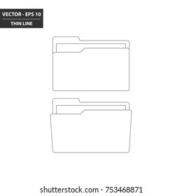 Folder thin line flat icon. Vector Illustration.
