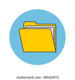 Folder thin line icon, portfolio filled outline vector logo illustration, linear colorful pictogram isolated on white