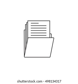 Folder thin line icon, portfolio outline vector logo illustration, linear pictogram isolated on white
