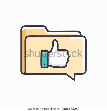 Folder with thumbs up icon. Illustration of a folder with a thumbs up icon inside, representing approval, confirmation, or positive feedback.