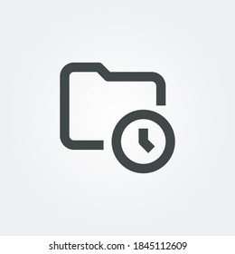 tiempo de carpeta Símbolo de icono aislado en fondo blanco. Ilustración vectorial