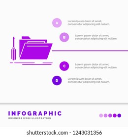 folder, tool, repair, resource, service Infographics Template for Website and Presentation. GLyph Purple icon infographic style vector illustration.