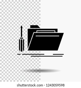 folder, tool, repair, resource, service Glyph Icon on Transparent Background. Black Icon