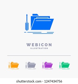 folder, tool, repair, resource, service 5 Color Glyph Web Icon Template isolated on white. Vector illustration