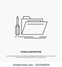 folder, tool, repair, resource, service Icon. Line vector gray symbol for UI and UX, website or mobile application