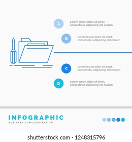 folder, tool, repair, resource, service Infographics Template for Website and Presentation. Line Blue icon infographic style vector illustration