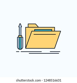 folder, tool, repair, resource, service Flat Icon. green and Yellow sign and symbols for website and Mobile appliation. vector illustration