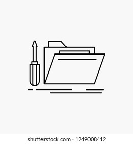 folder, tool, repair, resource, service Line Icon. Vector isolated illustration