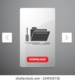 folder, tool, repair, resource, service Glyph Icon in Carousal Pagination Slider Design & Red Download Button