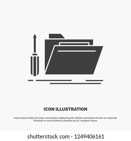 folder, tool, repair, resource, service Icon. glyph vector gray symbol for UI and UX, website or mobile application