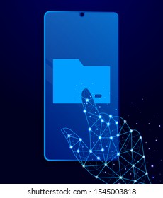 folder touch phone. Polygon style touch phone vector illustration.