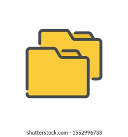 Folder transfer color line icon. Scope of folders vector outline colorful sign.
