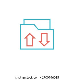 folder transfer icon vector illustration two color line style design. isolated on white background