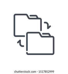 Folder transfer line icon. Change folder vector outline sign.