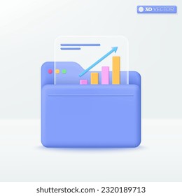 Folder with transparency file icon symbol. Online portfolio for presentation, graph for marketing, Stored data, File management concept. 3D vector isolated illustration, Cartoon pastel Minimal style.