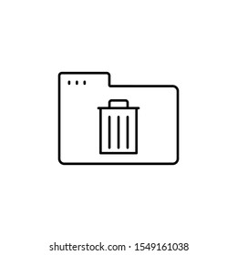 Folder trash can icon. Simple line, outline vector of icons for ui and ux, website or mobile application