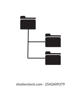 Folder tree icon black and white vector sign