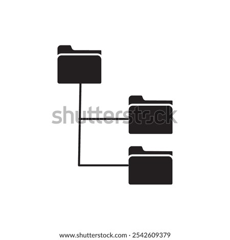 Folder tree icon black and white vector sign