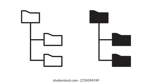 Folder tree icon with line and silhouette versions.