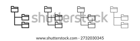 Folder tree icon set. editable stroke eps 10 vector illustration.