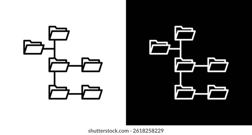 Folder tree icon shape graphic simple plain clipart symbol. thin line outline art
