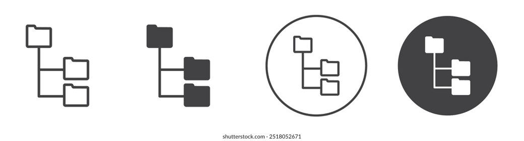 Folder tree icon thin line illustration